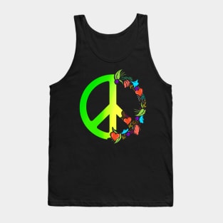 Love Hippie Mandala Hearts Peace sign Tank Top